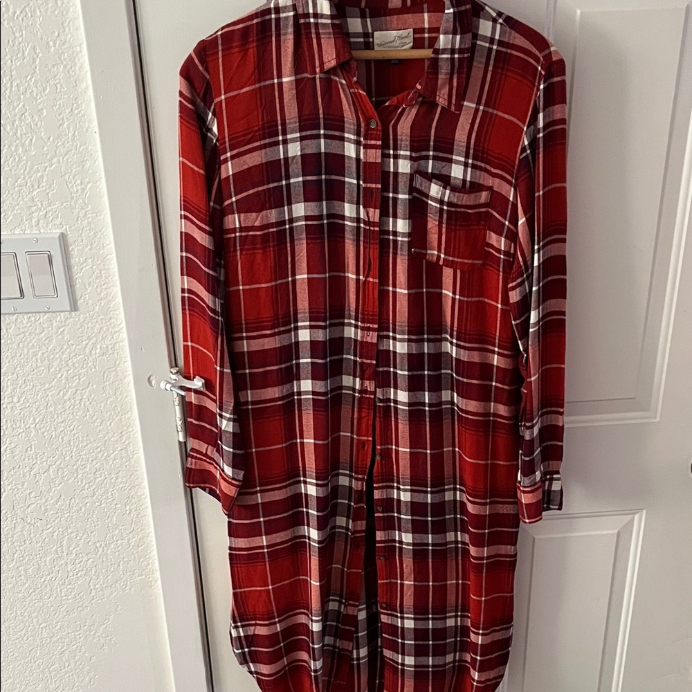 Universal Thread Red Plaid Shirt Dress